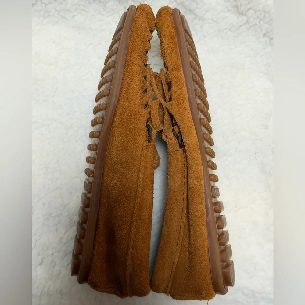 Minnetonka Kid’s Kilty Softsole Suede Leather Comfort Moccasins Tan Size 3